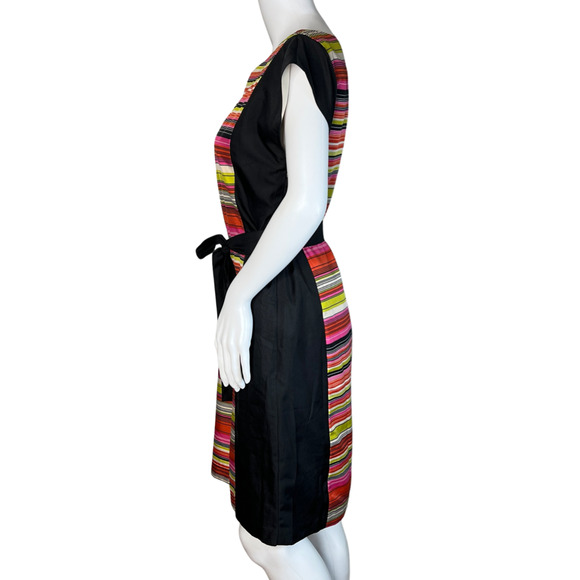 Banana Republic Dress Womens‎ 6 Black Multi Striped Panel Dress Sheath Colorful - Picture 3 of 8